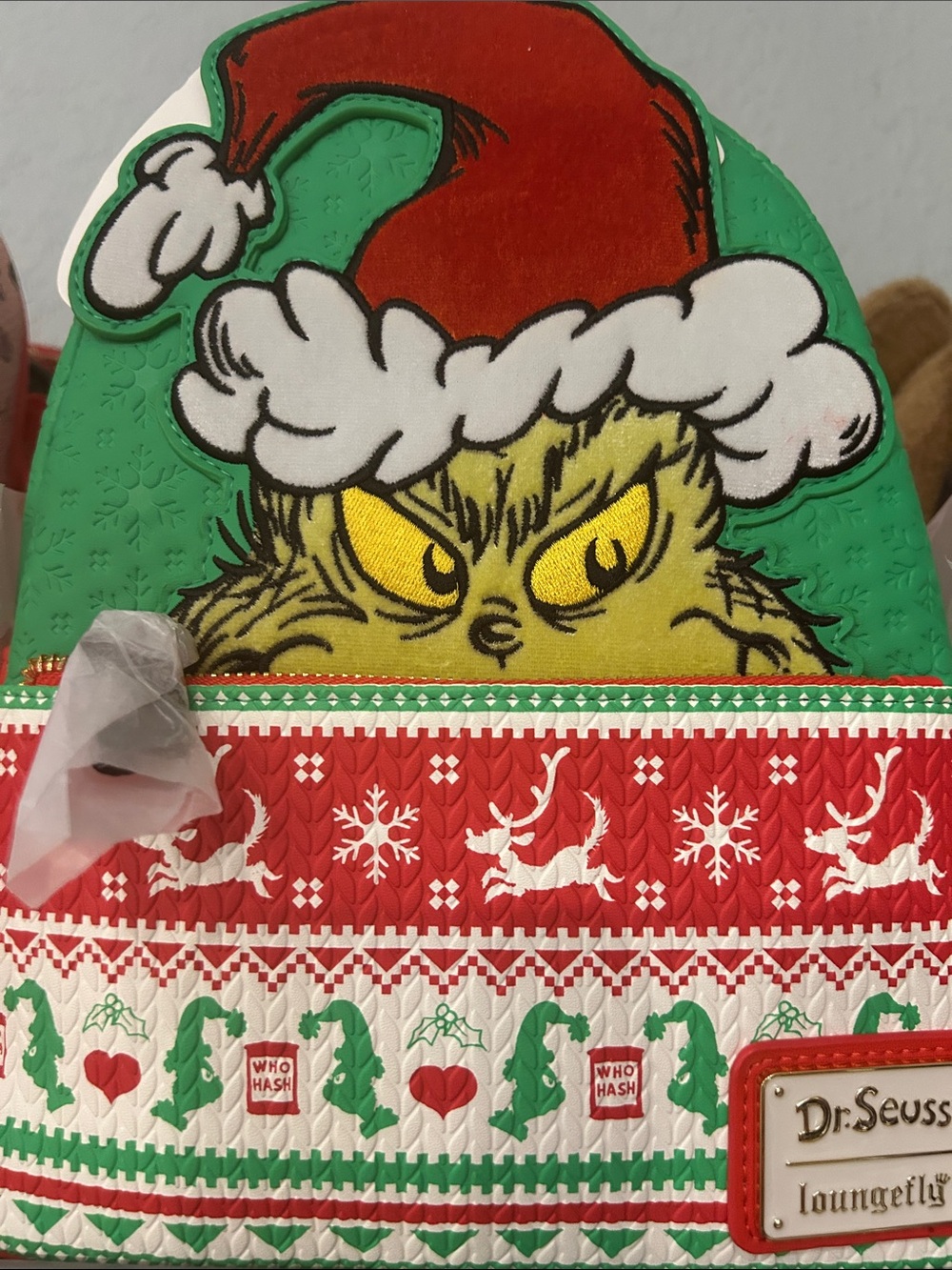Dr. Seuss Grinch Holiday Tote Bag in Green and Red